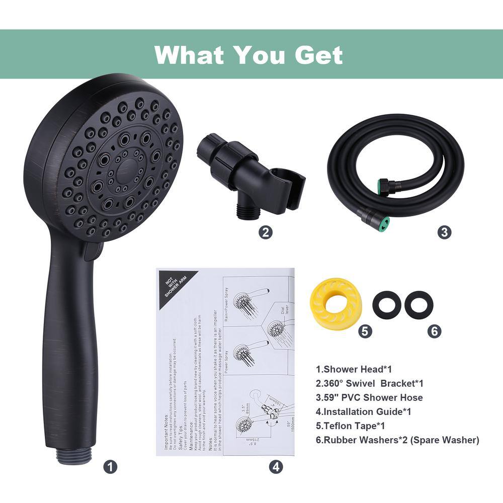 WOWOW 5-Spray 1.75 GPM 3.5 in. Wall Mount Handheld Shower Head in Oil Rubbed Bronze H5010RB-C-AM