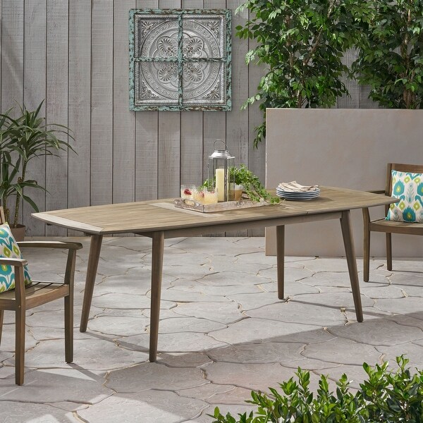 Outdoor Acacia Wood Expandable Dining Table，Assembly Required ，Gray