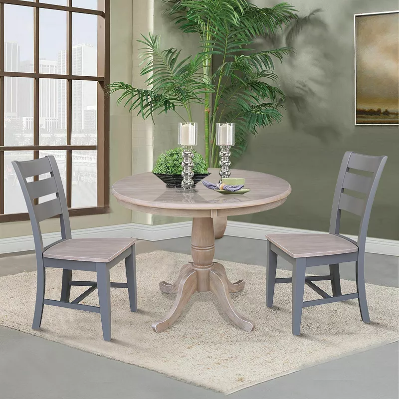 International Concepts Round Pedestal Table and Chairs 3-piece Set