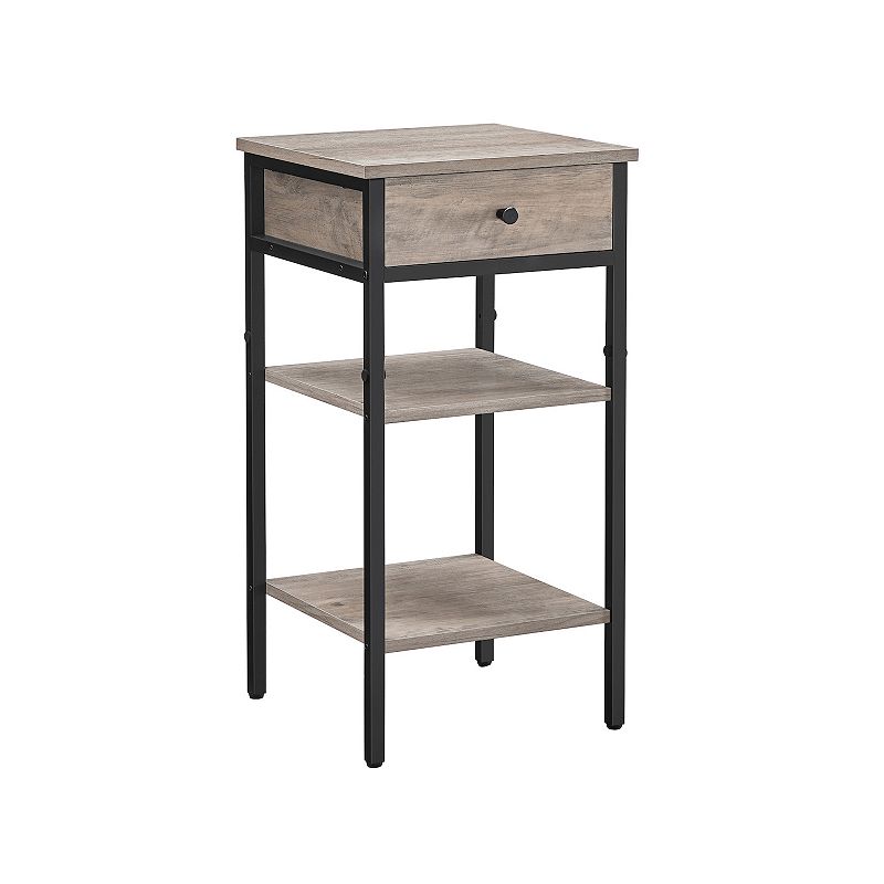 Tall Nightstand with Drawer and 2 Shelves