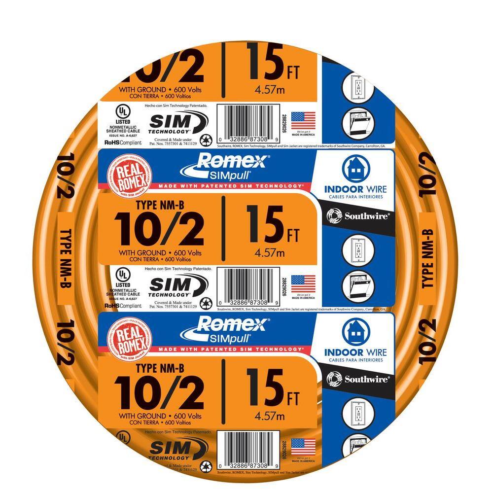 Southwire 15 ft. 102 Solid Romex SIMpull CU NM-B WG Wire 28829026