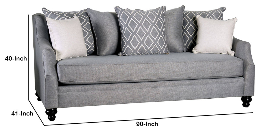 Fabric Upholstered Wooden Sofa With Tufted Details  Gray   Traditional   Sofas   by VirVentures  Houzz