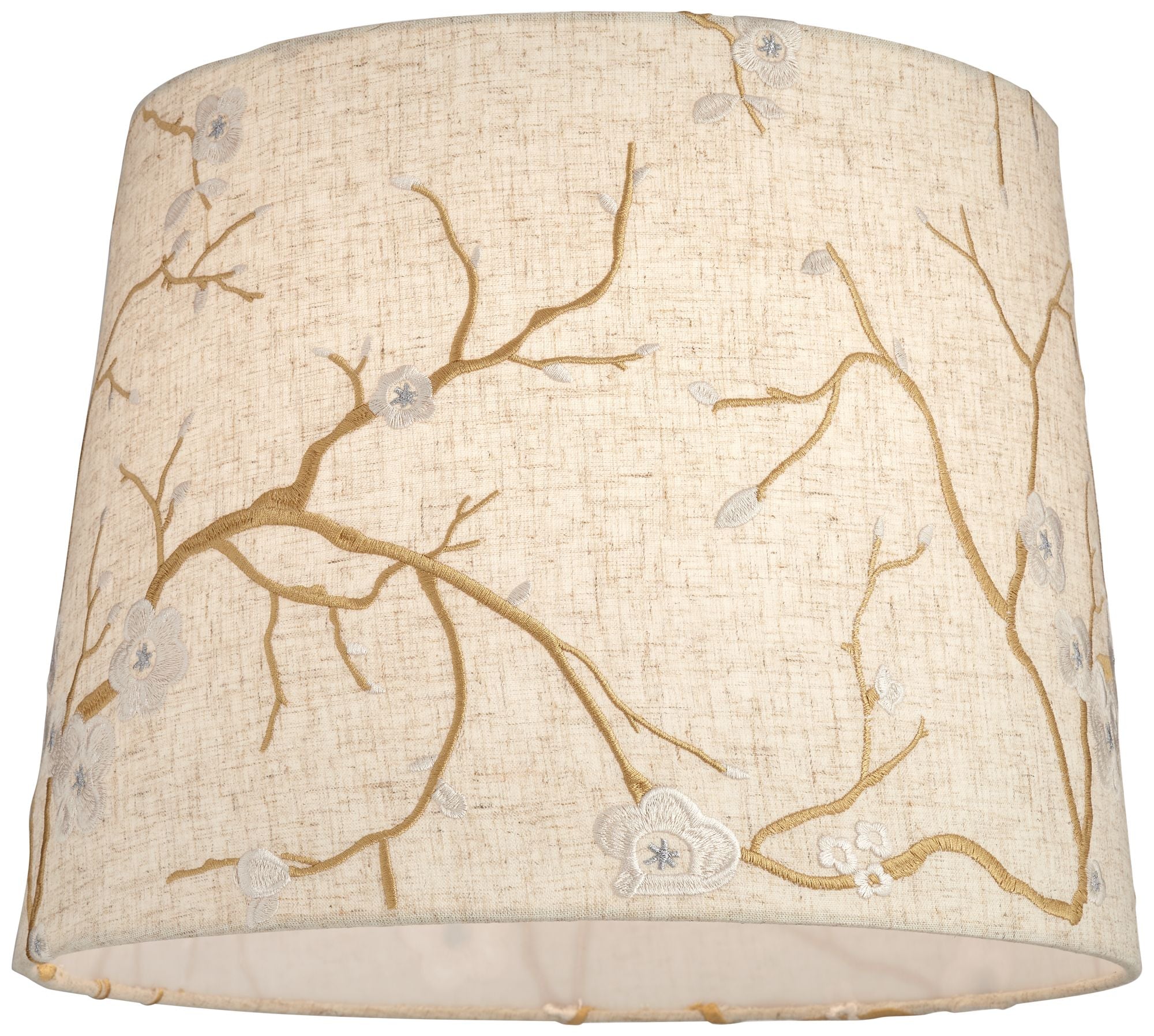 Springcrest Beige Plum Flower Embroidery Medium Drum Lamp Shade 12