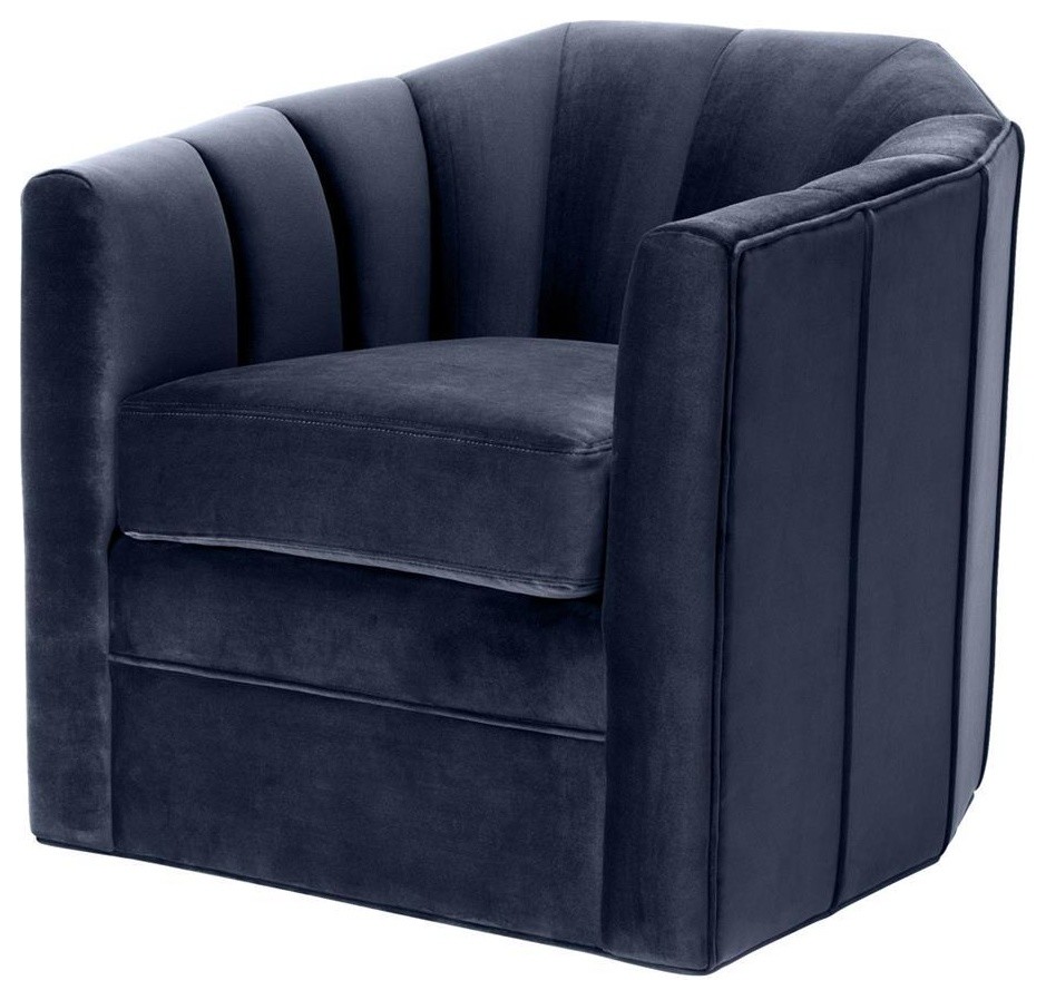 Midnight Blue Velvet Swivel Chair  Eichholtz Delancey   Contemporary   Armchairs And Accent Chairs   by Oroa   Distinctive Furniture  Houzz