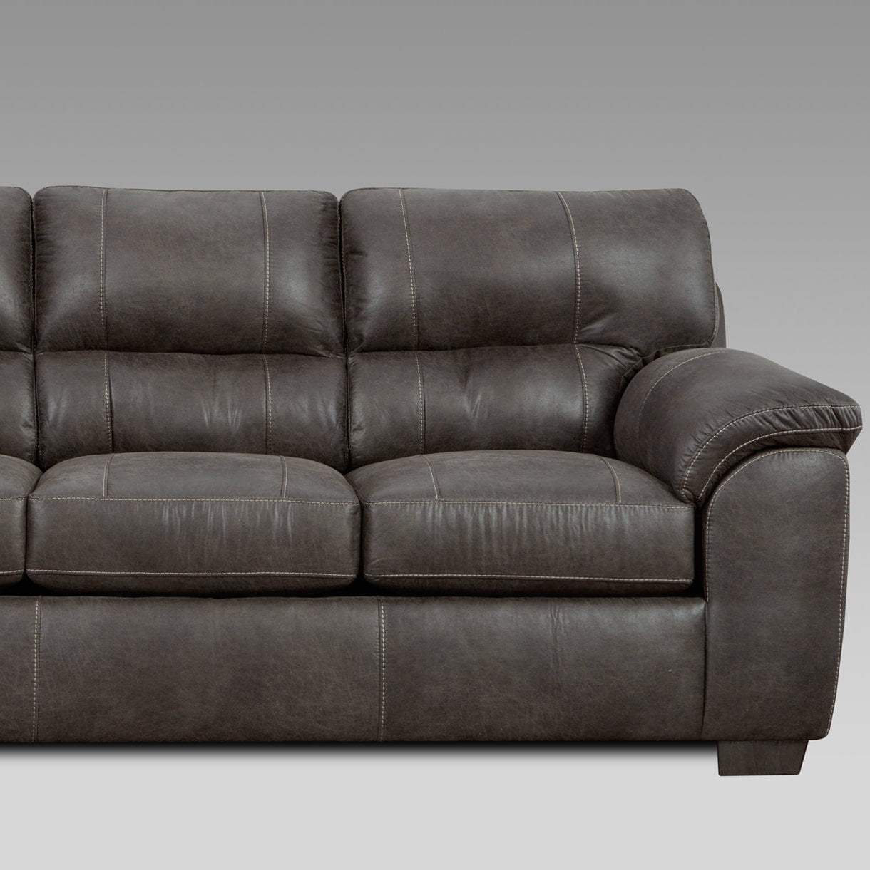 Roundhill Furniture Tirana Contemporary Fabric Pillow-Top Arm Sectional Sofa in Sequoia Ash