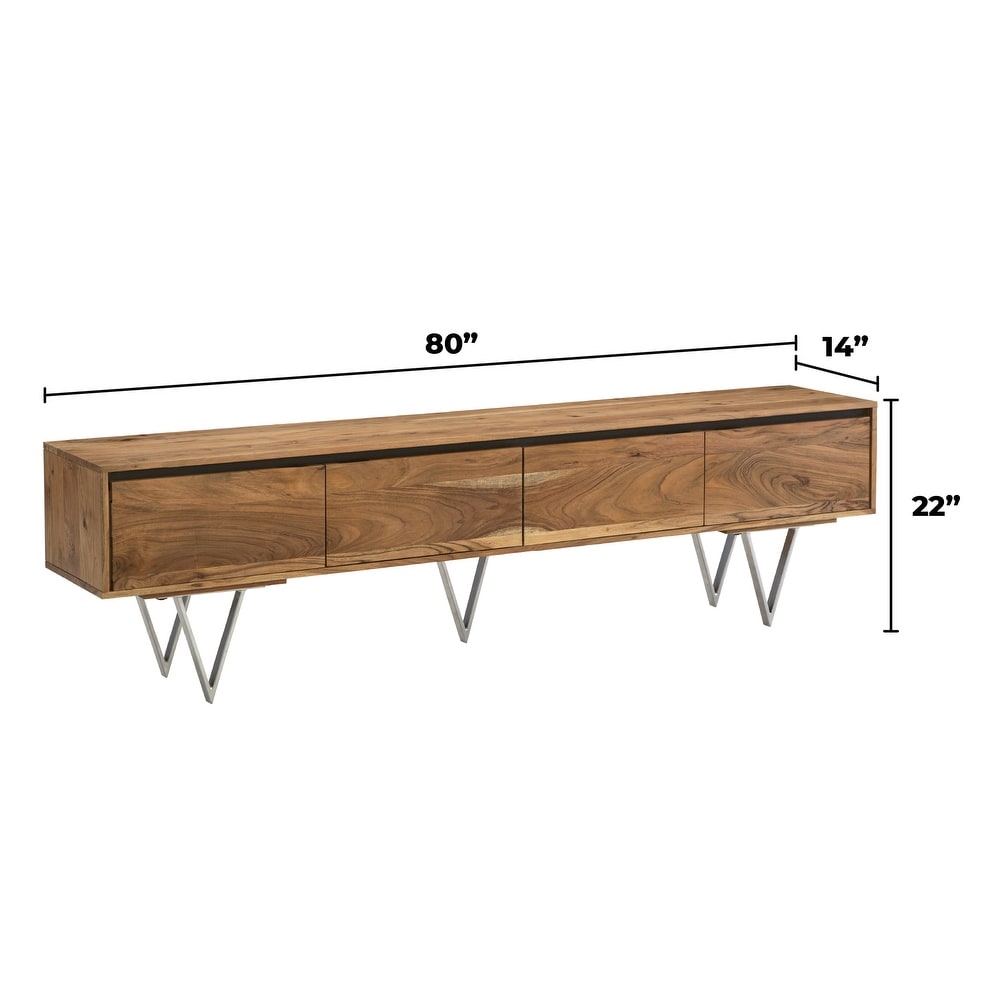 Maranello Natural Acacia Solid Wood 80 Inch TV Stand with Storage