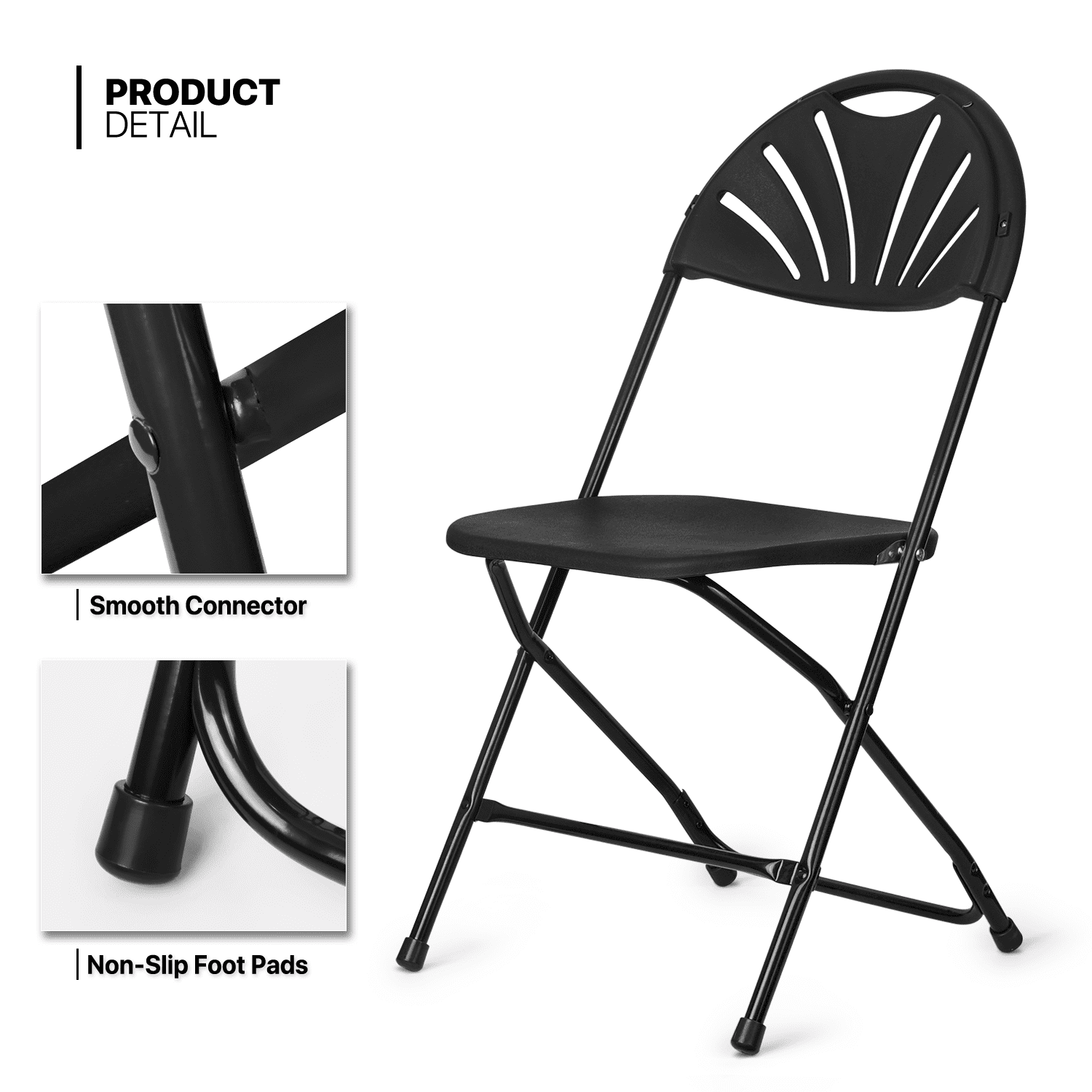 MoNiBloom 10pcs Folding Chair Plastic Portable Stackable Patio Seat for Indoor Outdoor Wedding Party Picnic, Black