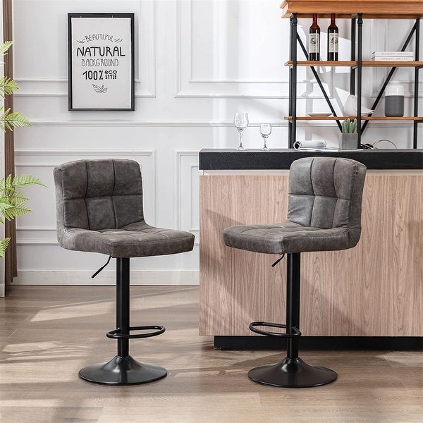 Swivel Counter Stools with Back Height Adjustable (Set of 2)