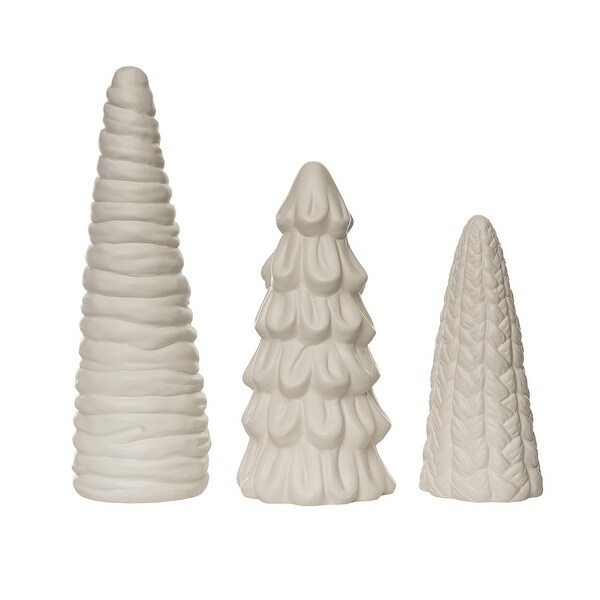 Transpac Dolomite 12.5 in. White Christmas Tree Set of 3