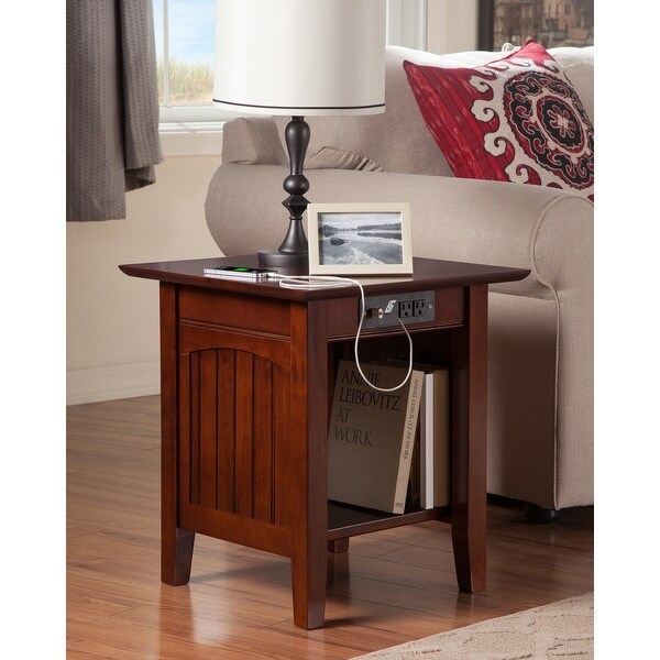 Nantucket Solid Wood End Table with Charging Station