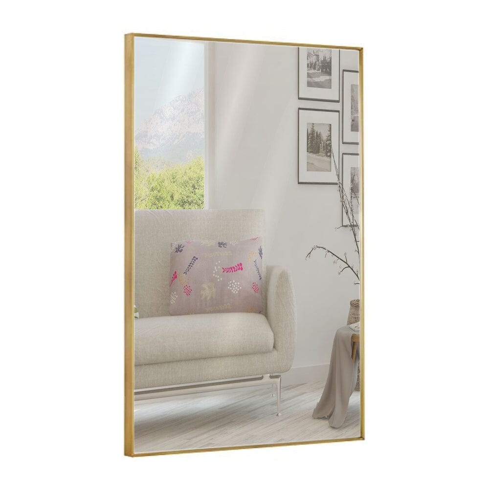 Gold Brushed Metal Vanity Mirror Simple Edge Mirrors 24