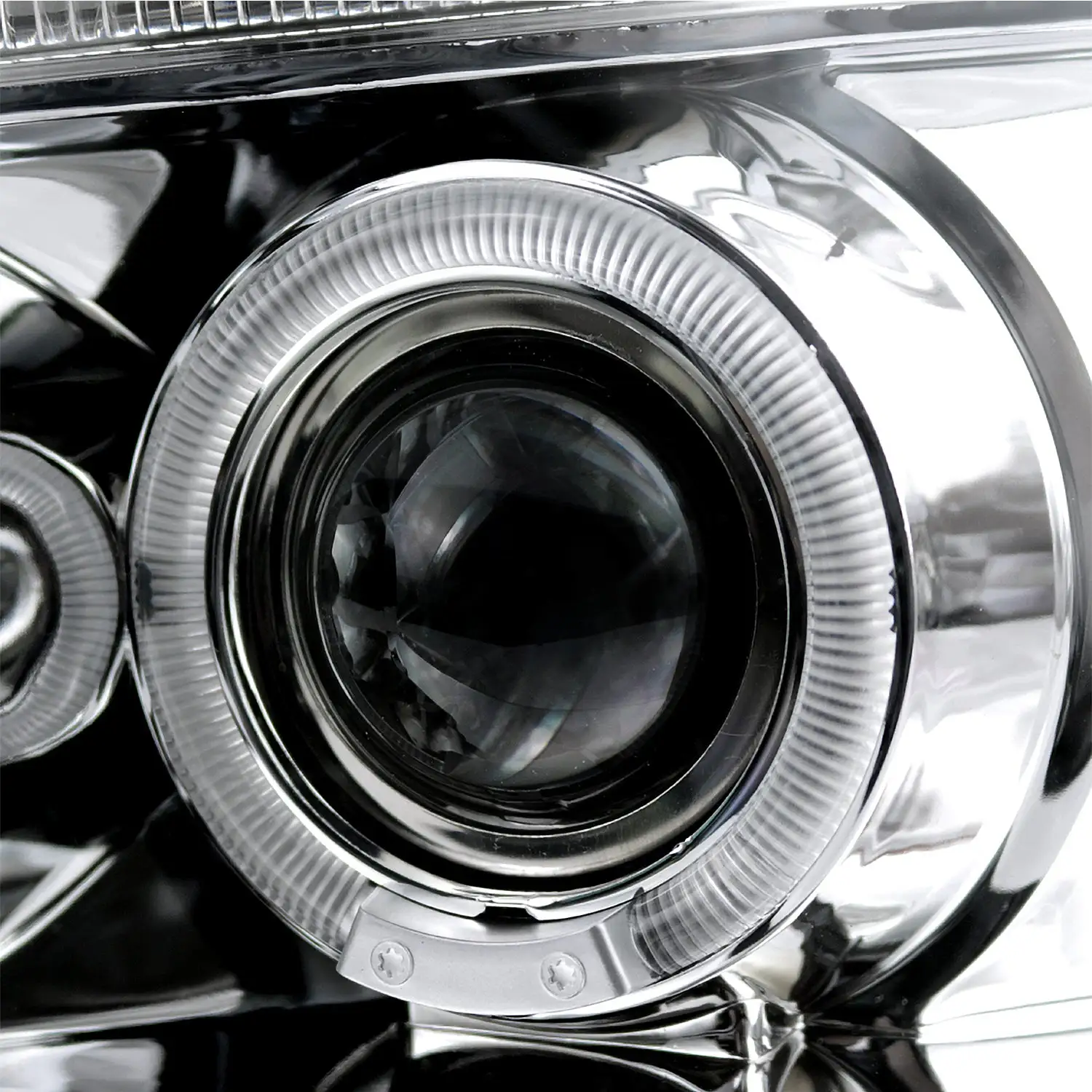 Spec-D Tuning Chrome Housing Clear Lens Projector Headlights Compatible with 1997-2003 Ford F150， 2004 Ford F150 Heritage， 1997-2002 Ford Expedition， Left + Right Pair Headlamps Assembly
