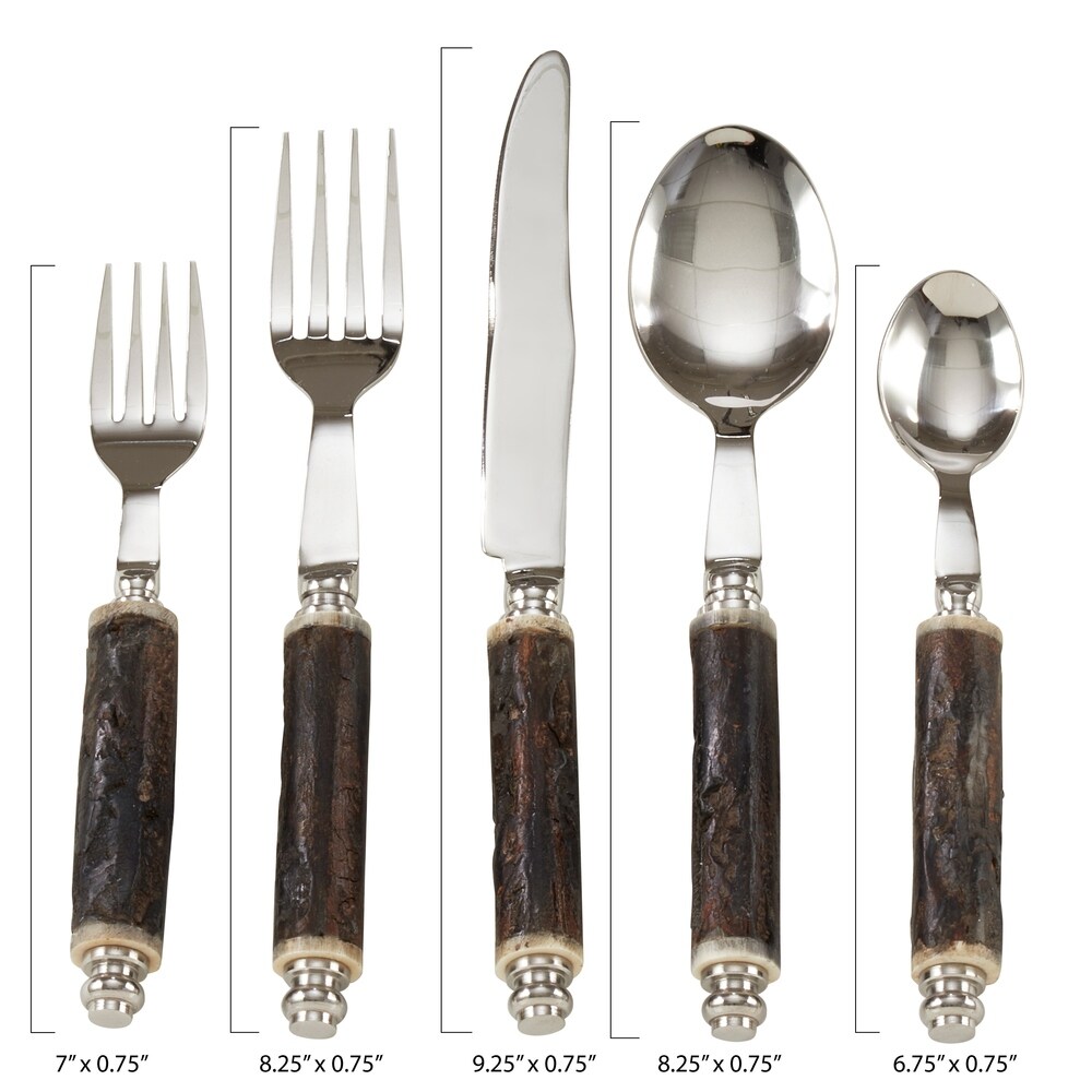 Bark Wood Handle Flatware (Set of 5)