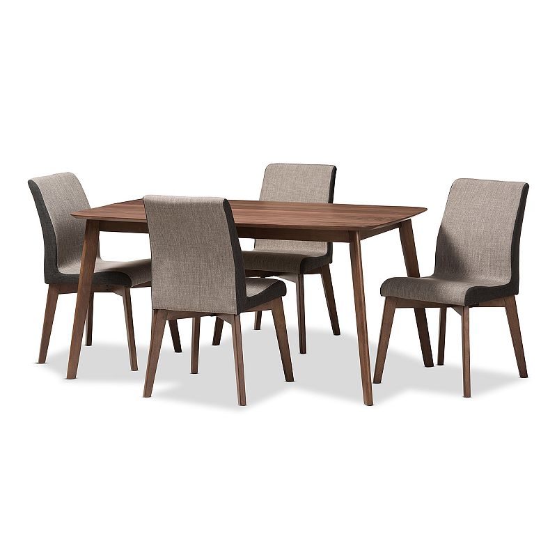 Baxton Studio Mid-Century Beige Chair and Table Dining 5-piece Set