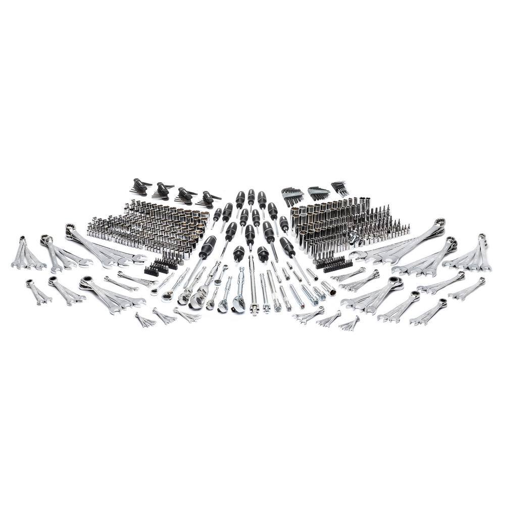 Husky 14 in. 38 in. and 12 in. Drive SAEMetric Shallow and Deep Mechanics Tools Set (505-Piece) H505MTSPO