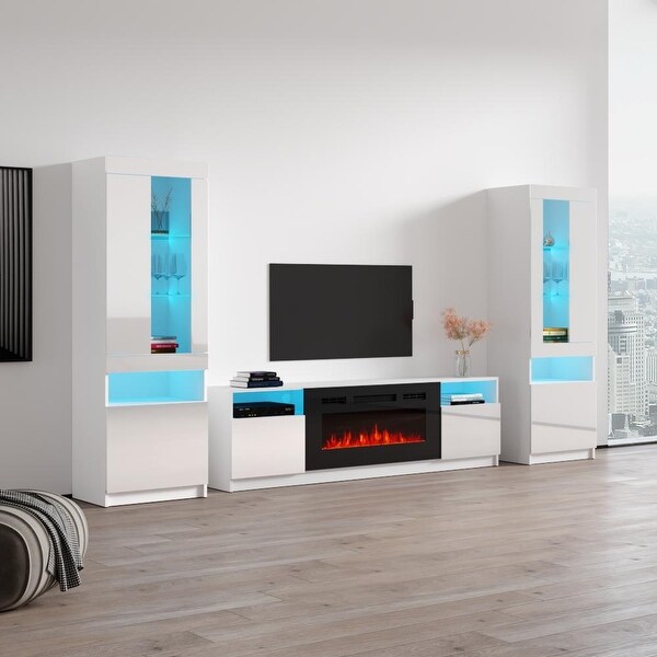 York 02 Electric Fireplace Wall Unit Entertainment Center