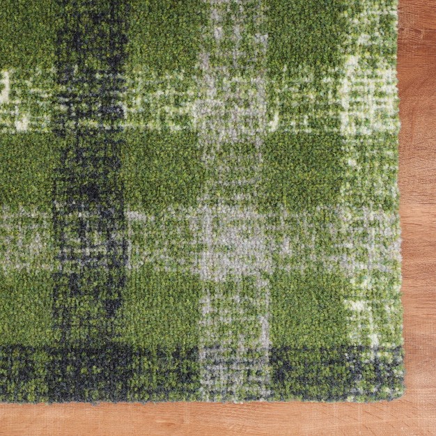 2 x27 x3 x27 Colorstar Sketch Plaid Door Mat Green Bungalow Flooring