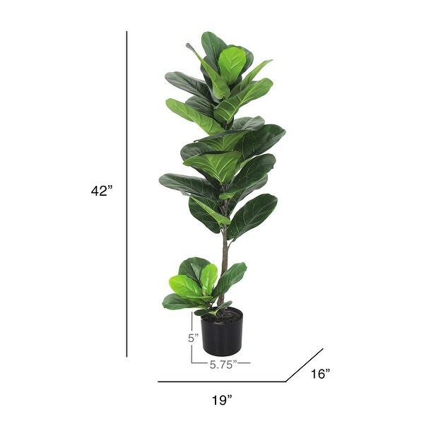 3.5ft Deluxe Artificial Fiddle Leaf Fig Tree Real Touch Plant in Black Pot