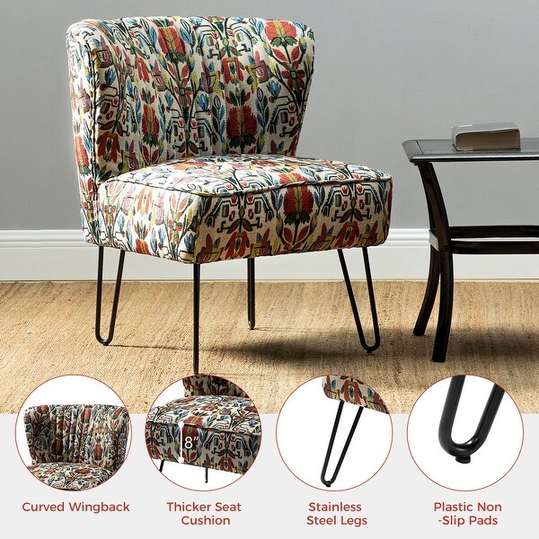 Estebana Contemporary Upholstered Side Chair with Floral Pattern Set of 2 by HULALA HOME