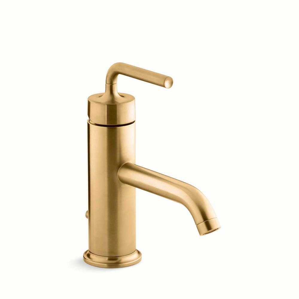 KOHLER Purist Single Hole Single-Handle Bathroom Faucet in Vibrant Brushed Moderne Brass K-14402-4A-2MB