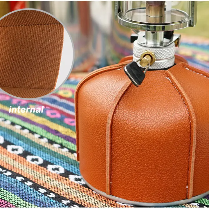 2PCS Camping Travel Picnic Gas Tank Cover  Leather Fuel Gas Pouch Small Tank Stove Storage Bag