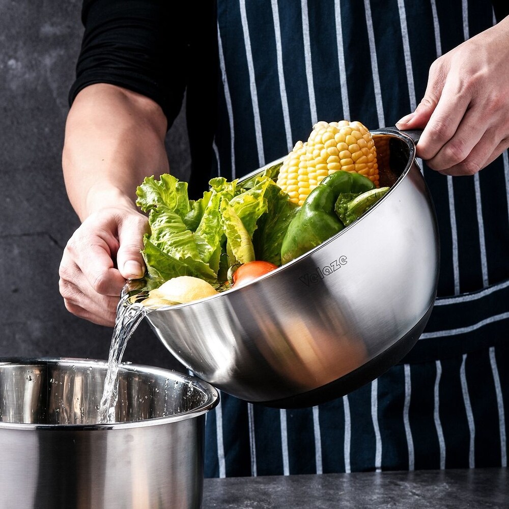 Velaze 3 Piece Stainless Steel Mixing Bowl Set (Set of 3)