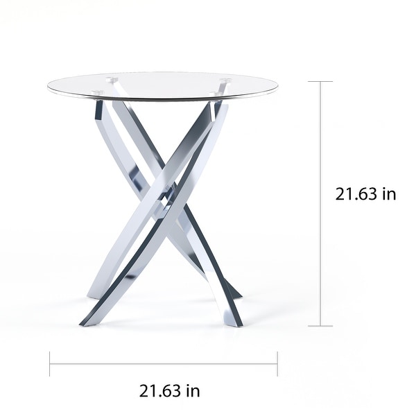 Furniture of America Dess Modern Chrome X-cross Round Side Table