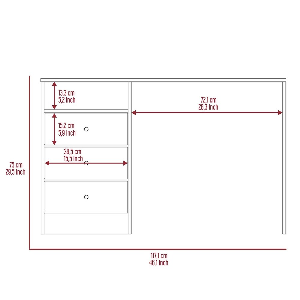 Modern Style Computer Desk With 3 Drawer 1 Shelf There's Plenty of Space Suitable for Areas Such as Home Offices