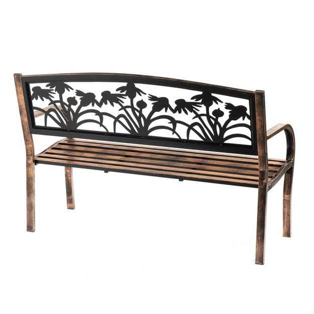 Metal Coneflower Bench