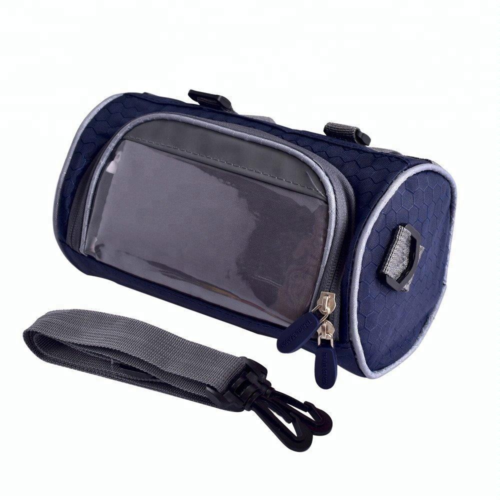 Multifunction Cycling Cylindrical Portable Waterproof Bicycle Bike Front Handlebar Bag with Transparent Pouch