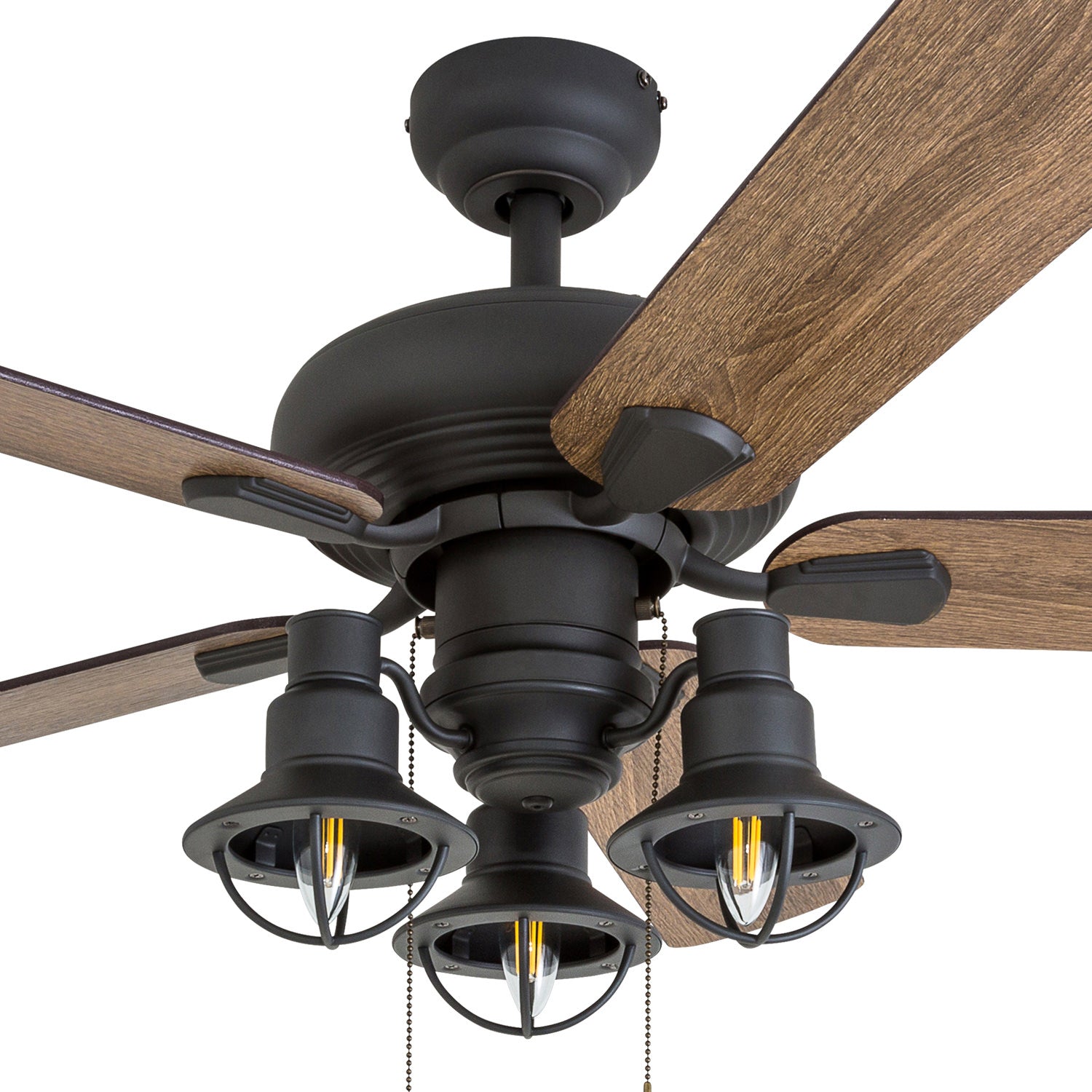 Prominence Home 50652-35 Piercy Coastal 42-Inch Aged Bronze Indoor Ceiling Fan, Lantern LED Multi-Arm Barnwood/Tumbleweed Blades