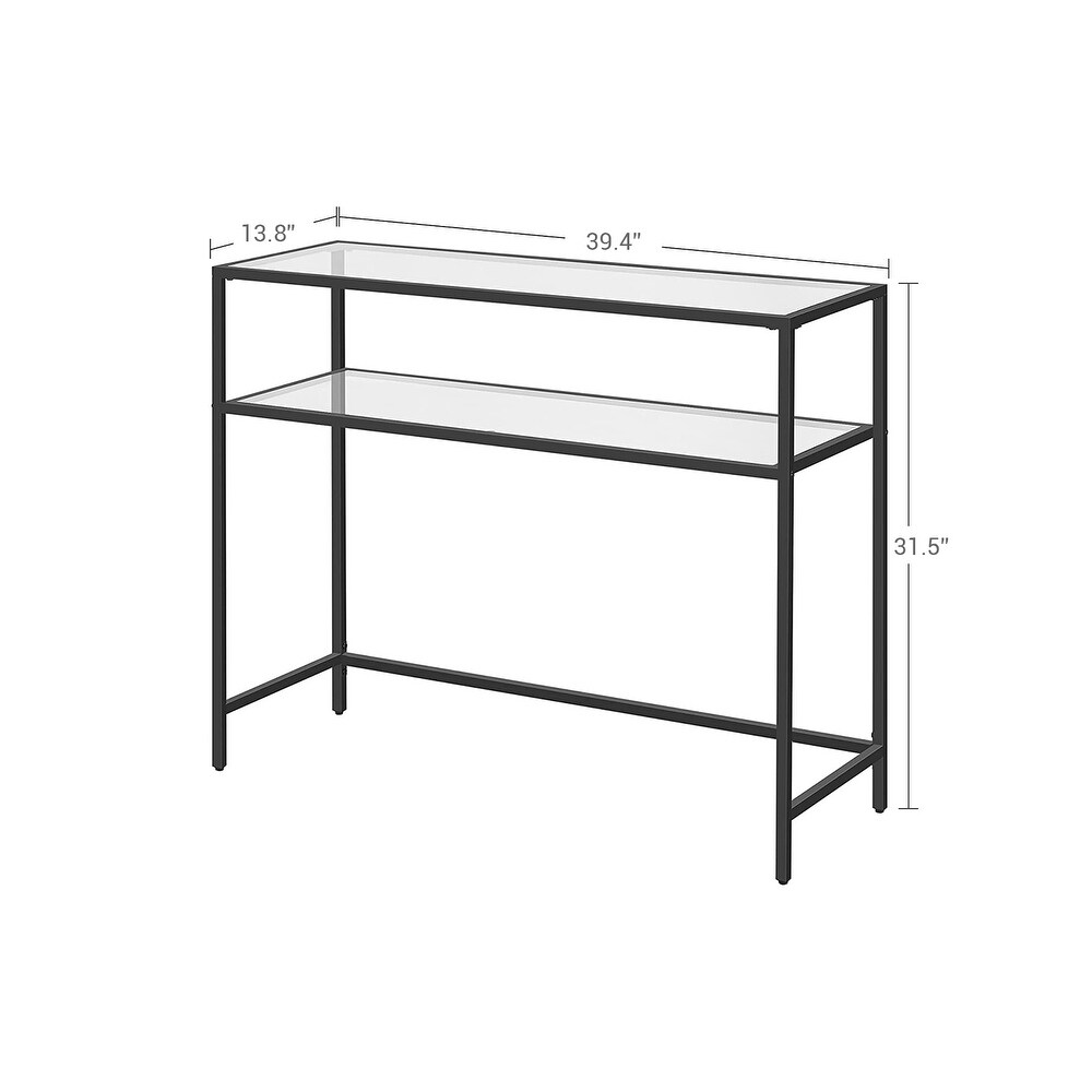 VASAGLE Console Table Modern Sofa or Entryway Table Tempered Glass Table Metal Frame 2 Shelves Adjustable Feetfor Living Room