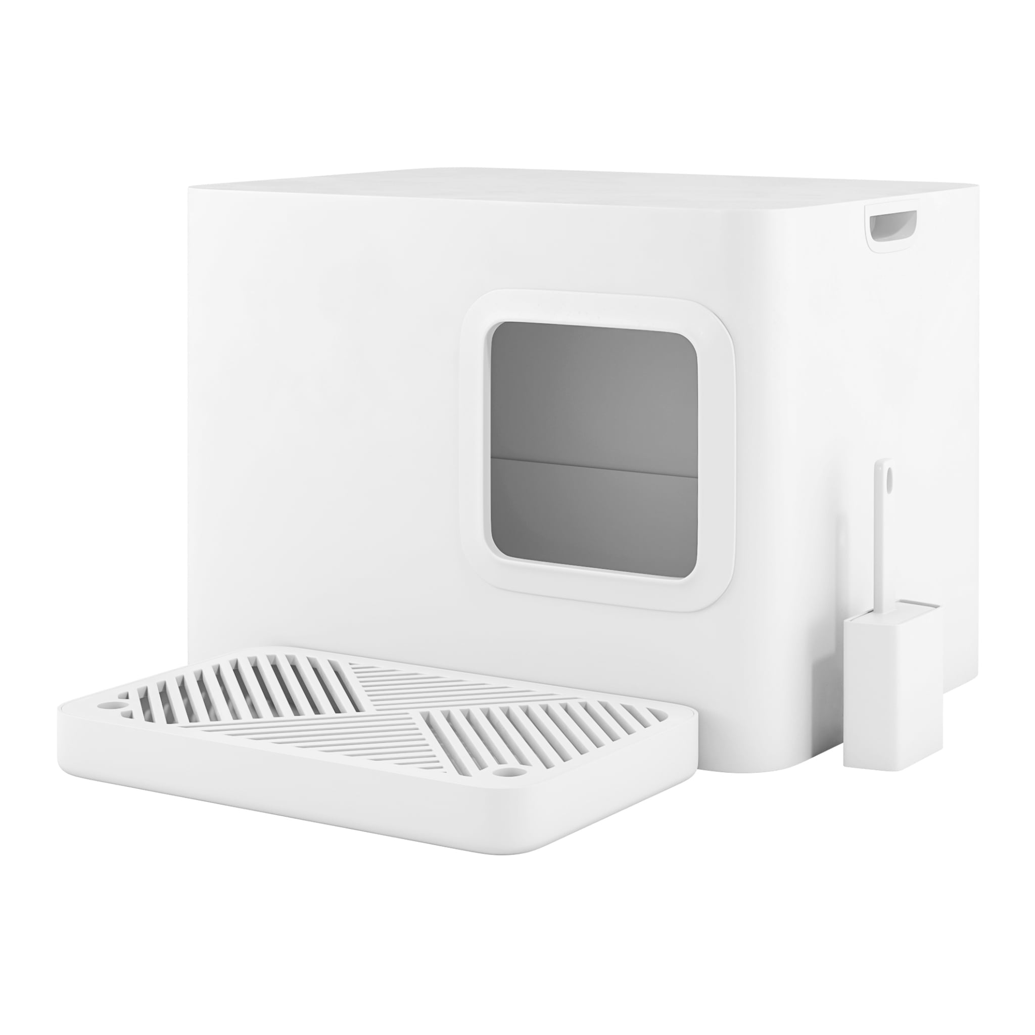 MEOWY STUDIO Loo XL Covered Cat Litter Box， Aspen White