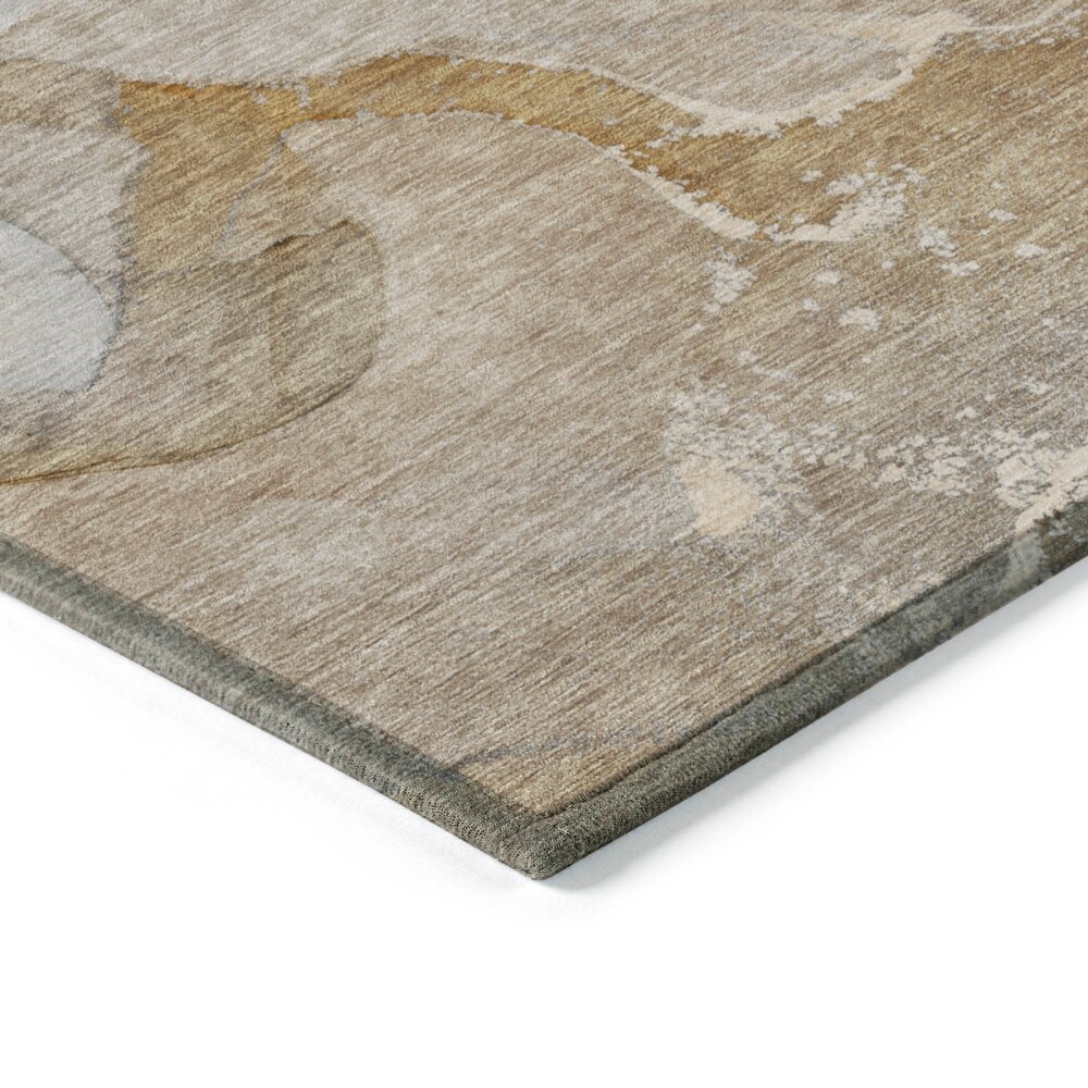 Machine Washable Indoor/ Outdoor Abstract Marble Chantille Rug