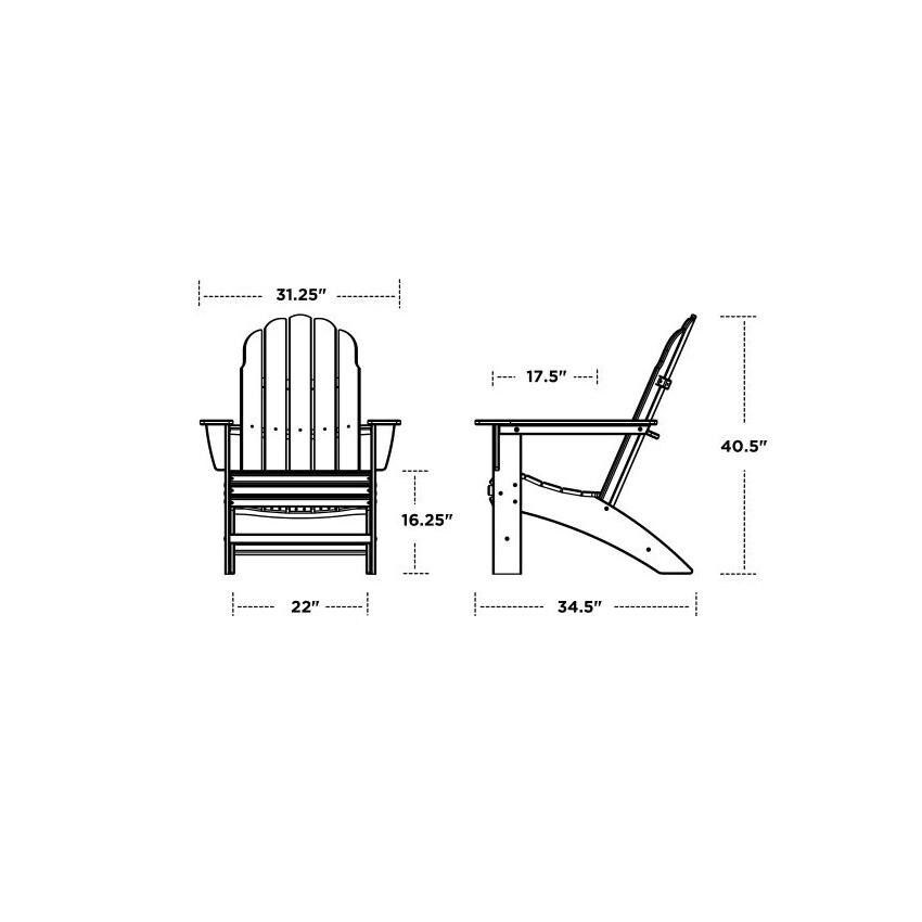 POLYWOOD Vineyard 5-Piece Curveback Adirondack Conversation Set w/ Fire Pit Table