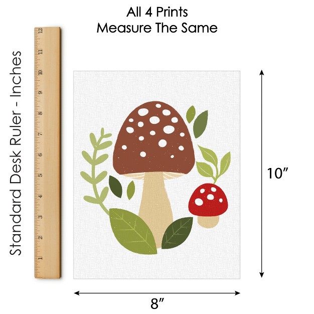 Big Dot Of Happiness Wild Mushrooms Unframed Red Toadstool Decor Linen Paper Wall Art Set Of 4 Artisms 8 X 10 Inches