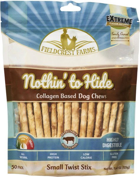 Fieldcrest Farms Nothin To Hide Twist Stix Beef Dog Treats， 50 count