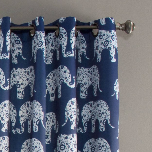 Light Filtering Elephant Parade Curtain Panels Navy Lush D cor