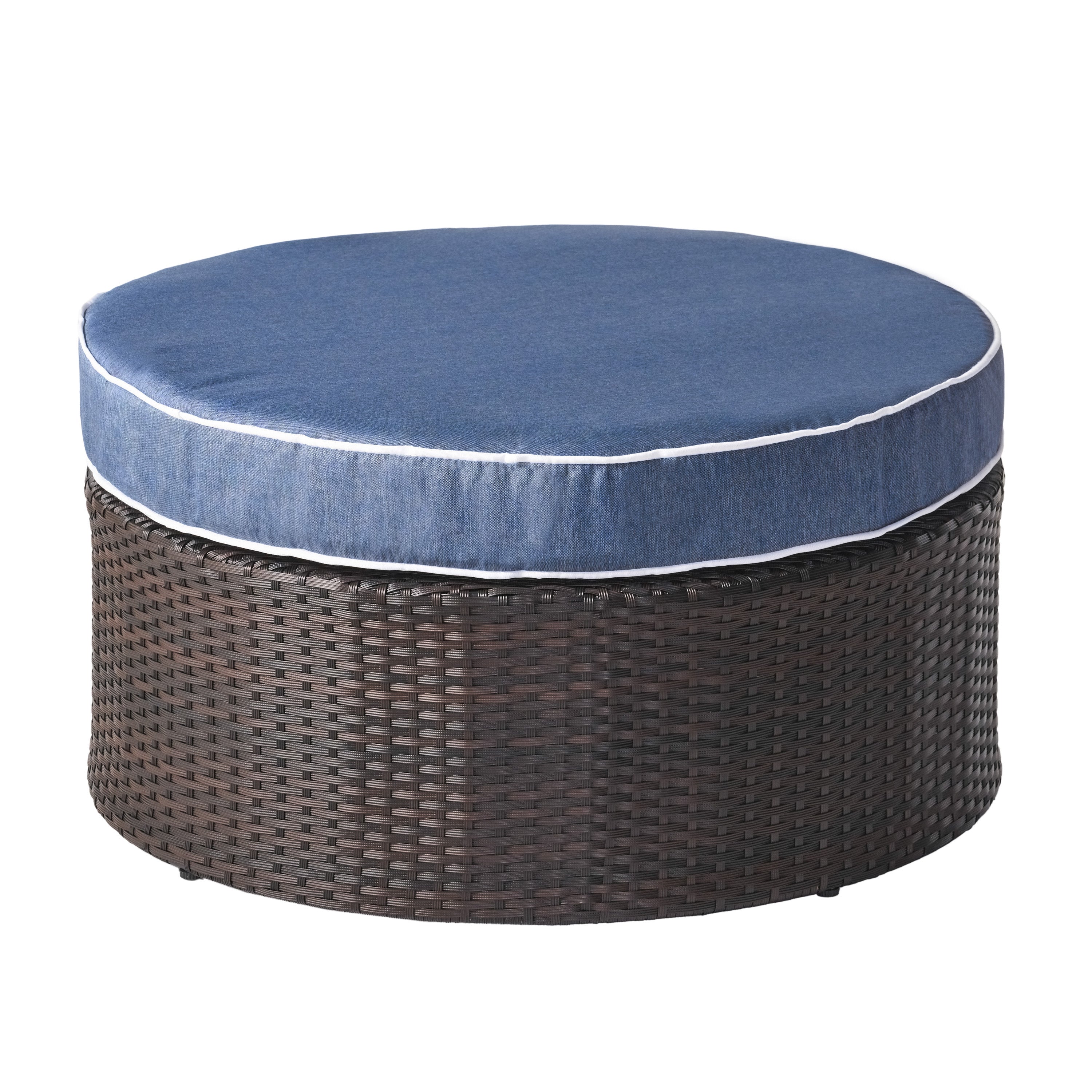 Boden Outdoor Wicker Ottoman with Cushion