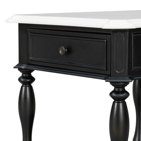 Classical Black End Table with Open Style Shelf Large Storage Space