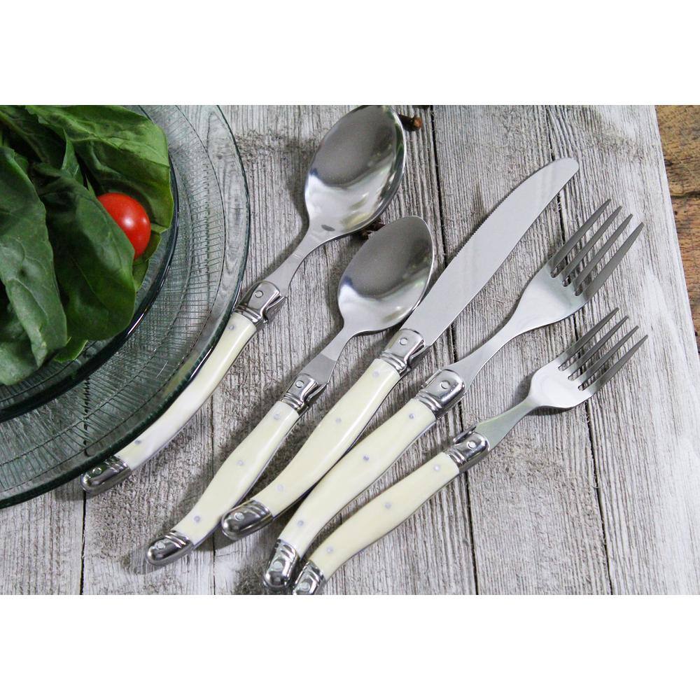 French Home Laguiole 20-Piece Stainless SteelFaux Ivory Flatware Set (Service for 4) LG120