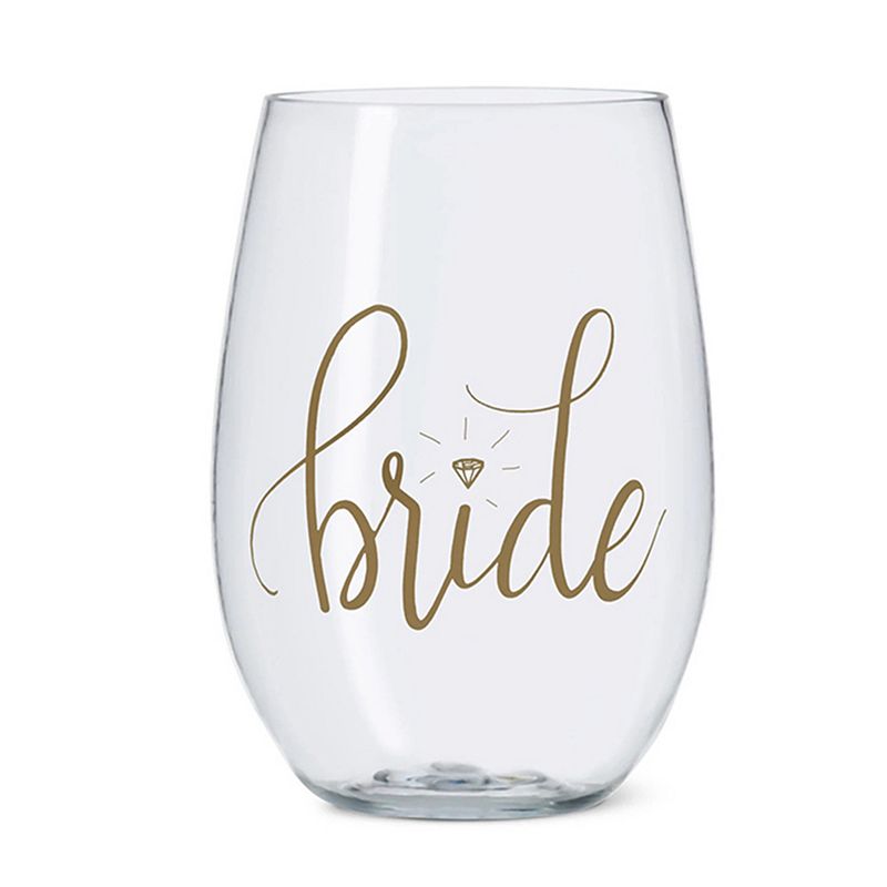 Women's  16 oz. Bride Durable Plastic Stemless Wine Cups