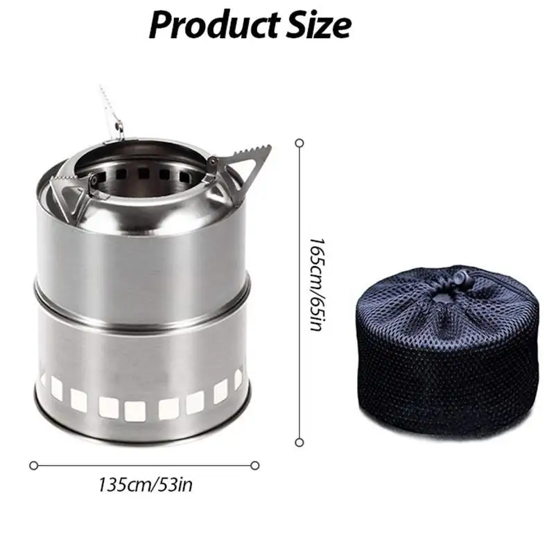 Portable Wood Cooking System Outdoor Hiking Burning Backpacking Camp Stove