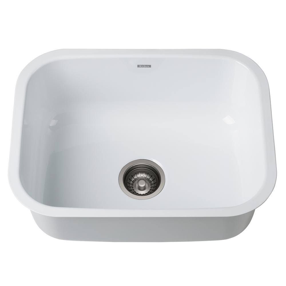 KRAUS Pintura Undermount Enamel Steel 23 in. Single Bowl Kitchen Sink in White KEU12WHITE