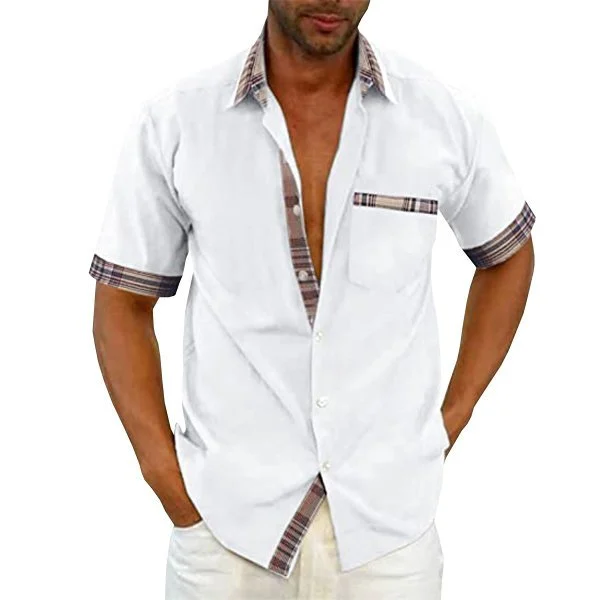 Men's Casual Plaid Collar Button Summer Shirt