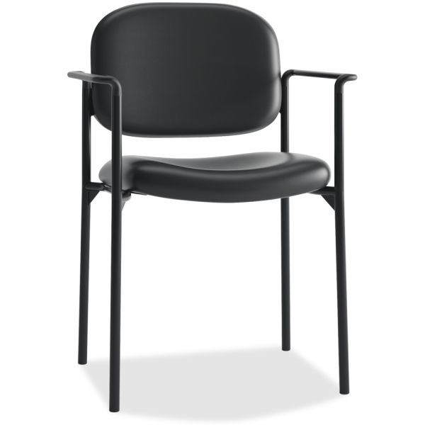 HON VL616 Stacking Guest Chair with Arms， Bonded Leather Upholstery， 23.25