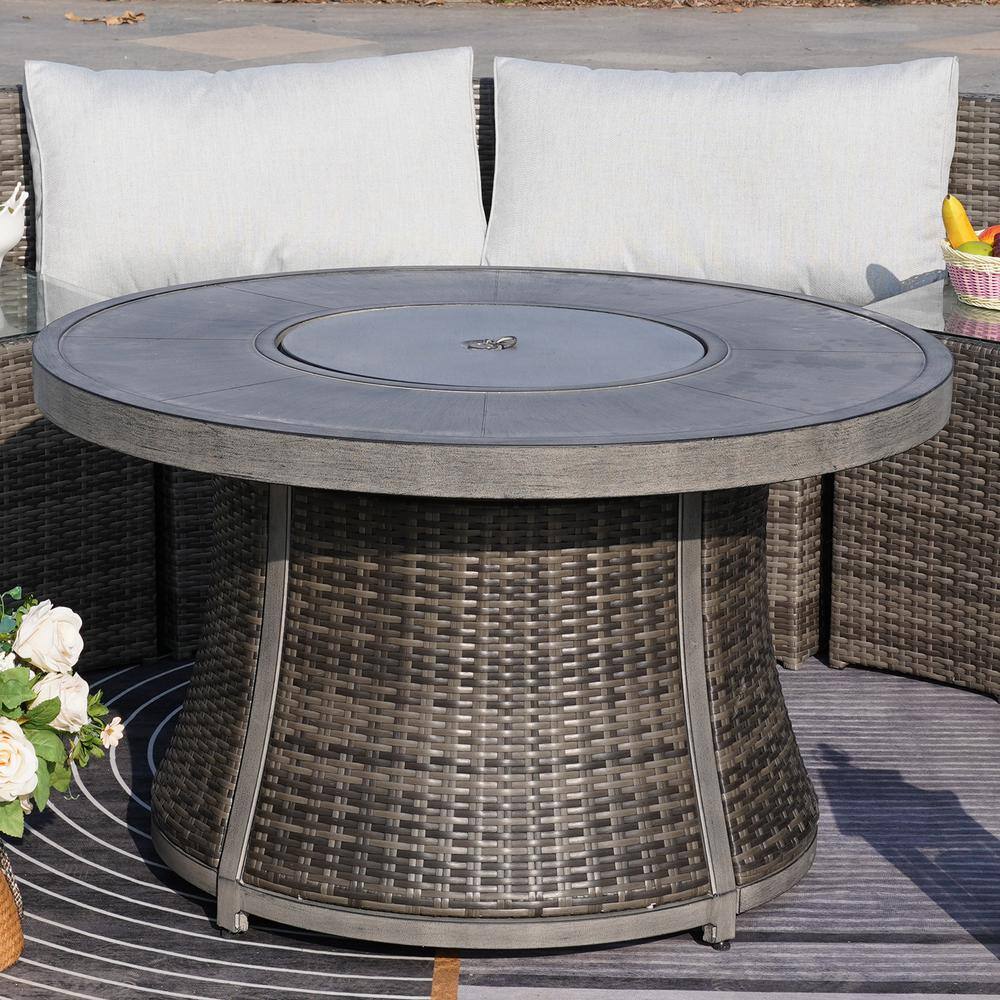 DIRECT WICKER Flame Wicker Outdoor Dining Table Patio Firepit Table DW-G3R521E-GR