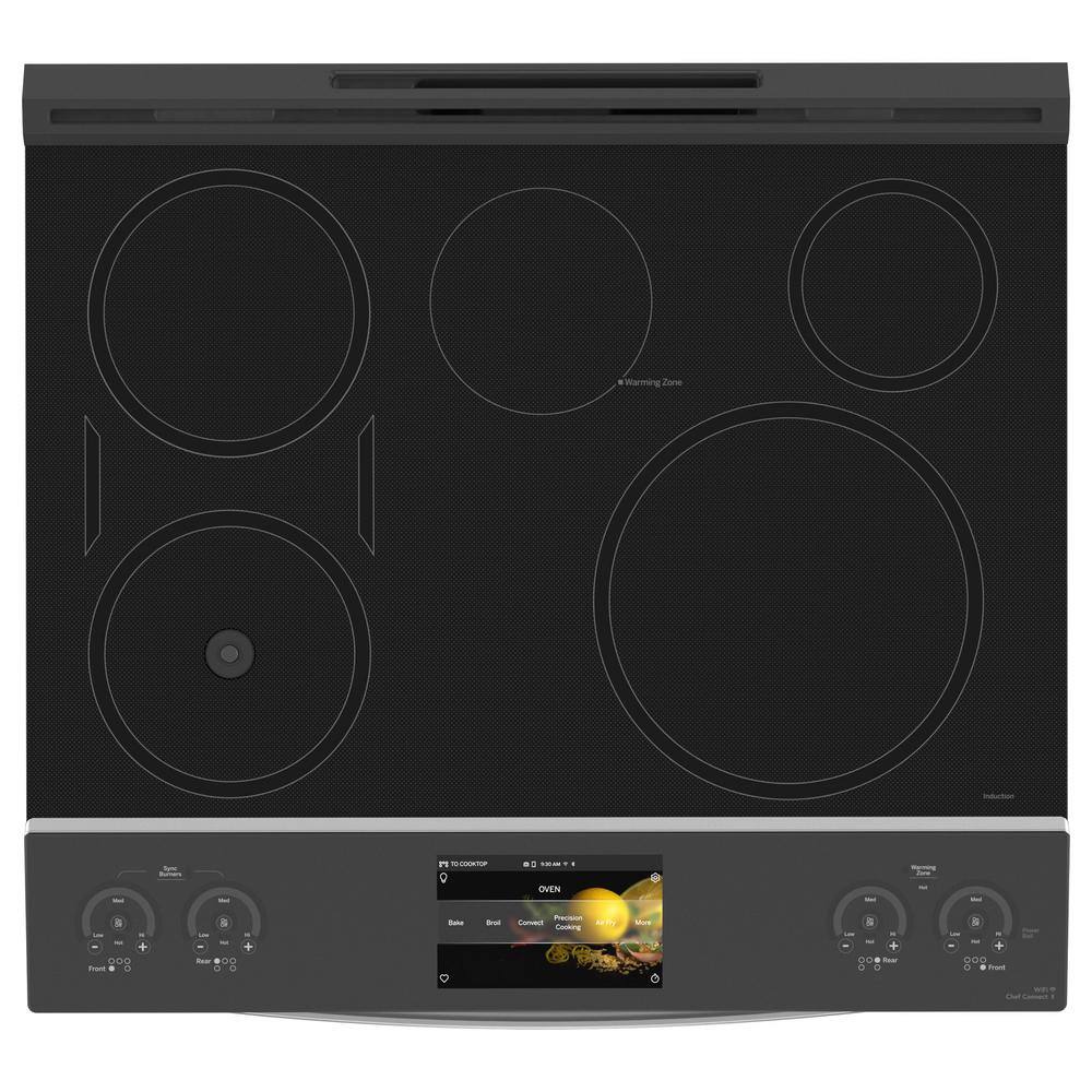 GE Profile Profile 30 in. 5.3 cu. ft. Smart Slide-In Induction Range with Self-Cleaning Convection Oven in Stainless Steel PHS93XYPFS