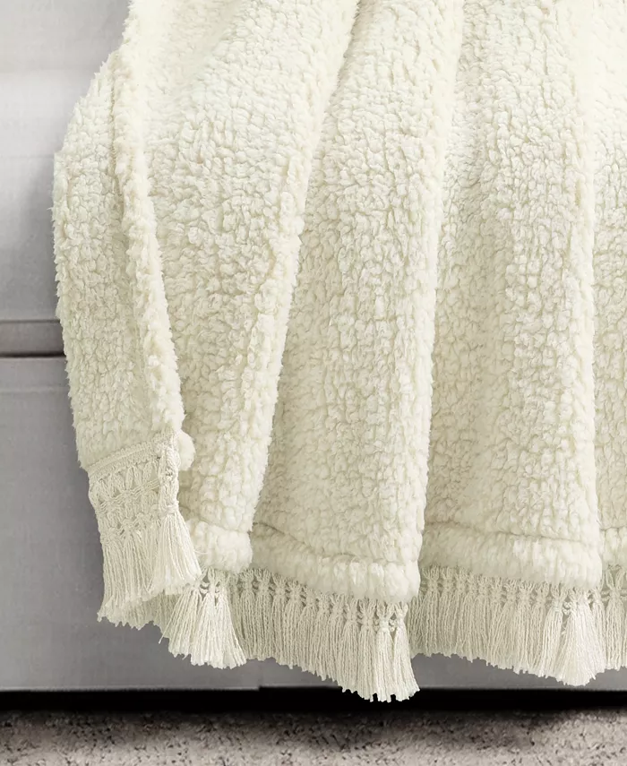 Lush Dandeacute;cor Sherpa Tassel Fringe Throw， 50