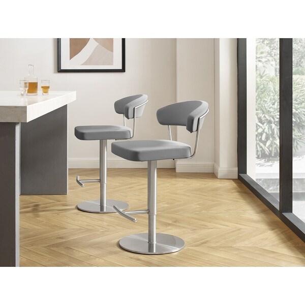 FAIRMONT bar stool with brushed stainless steel base.